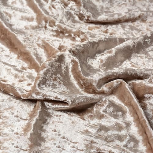 Anevous 1m Pannesamt Stoff Meterware Deko, Stretch Samt 160cm Breit Dekostoff, Kleiderstoff zum Nähen, Stoffe zum Basteln für Vorhänge Bühne Kostüm Kleidung Tischdecken Dekorieren,Beige von Anevous