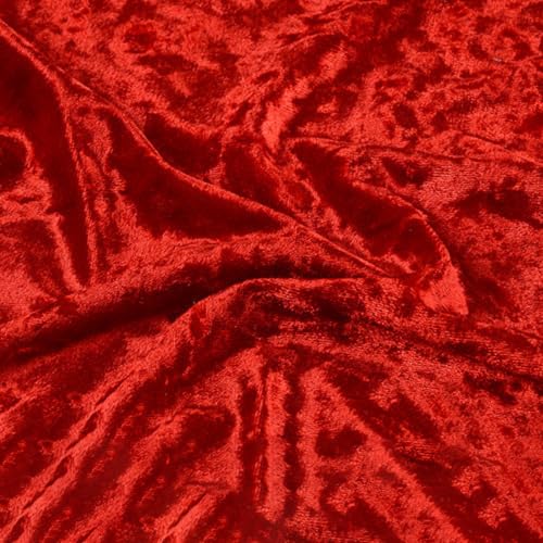 Anevous 1m Pannesamt Stoff Meterware Deko, Stretch Samt 160cm Breit Dekostoff, Kleiderstoff zum Nähen, Stoffe zum Basteln für Vorhänge Bühne Kostüm Kleidung Tischdecken Dekorieren,Rot von Anevous