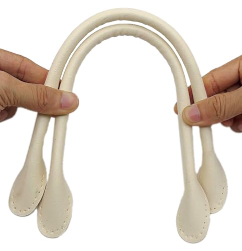 Anevous 2 Stück PU Leder Taschengriff, 42 cm Leder Taschengriffe, Taschenhenkel Schultergurte, Handtasche Riemen Ersatzriemen, Lederhandtasche Griffe für DIY Handtasche Geldbörsen Zubehör,Off-White von Anevous