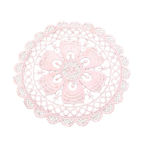 Anevous 2 Stück Spitzendeckchen Klein,Spitzen Blume Tischsets,Runde Stickerei Deckchen,Häkeldeckchen Tischdecke,Placemat für Hochzeiten Party, Vasen, Tischdecken,Tassen, Küche, Esszimmer,Rosa von Anevous