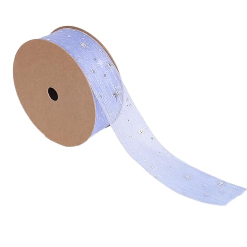 Anevous 20 Yard Polyester Tüll Dekoband,2,5 cm Breit Schimmernd Geschenkband Stoffband Schleifenband Seidenband Ribbon zum Basteln,Hochzeit,Geschenkverpackung,Weihnachten Dekoration,Hellblau von Anevous