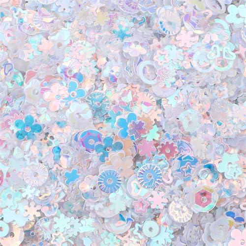 Anevous 20 g Farbige Pailletten, Lose Pailletten zum Basteln 3-6mm Glitzer Pailletten Nähen Spangles für DIY Schmuckherstellung, Kreative Kunsthandwerk Herstellung, Dekoration,Weiß A Anevous 20 g Farbige Pailletten, Lose Pailletten zum Basteln 3-6mm Glitzer Pailletten Nähen Spangles für DIY Schmuckherstellung, Kreative Kunsthandwerk Herstellung, Dekoration,Weiß A von Anevous