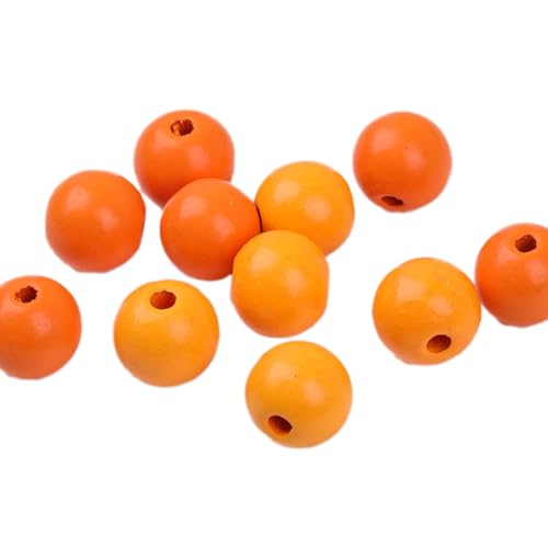 Anevous 200 Stück Holzperlen zum auffädeln 16 mm Lose Rund Holzperlen, Holzkugeln mit Loch Bastelnperlen Holz Perlen zum Basteln für Armband Halskette DIY Dekorationen Schmuck Herstellung,Orange von Anevous
