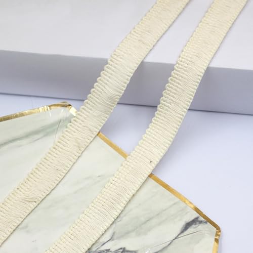 Anevous 25 M Baumwolle Quaste Fransenborte Fransen Spitzen Spitzenband Fransenborte Band, Fransenband Quasten Trim für DIY Nähen, Kleidung Vorhang Wohnaccessoires, Dekoration,Beige 15 mm von Anevous