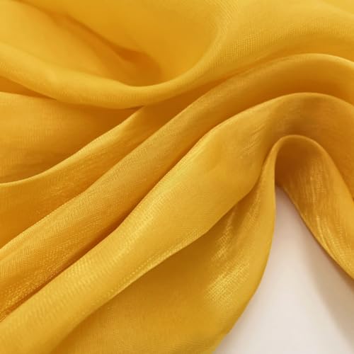 Anevous 2m x 150cm Satin Organza Stoff, Dekostoff zum Nähen Meterware, Laser Farbverlauf Gazestoff, Organza Spitze Satin Lasertuch für DIY Bekleidung Vorhänge Tischdecken Deko,Gelb von Anevous