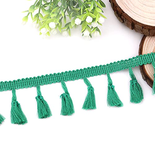 Anevous 3 Yards Quaste Spitzenband 4 cm Quastenborte Band zum Nähen Spitze Borte Quastenband, Fransenborte Quaste Trimmen für DIY Kleidung, Vorhang Tischdecke Dekorieren,Grasgrün von Anevous