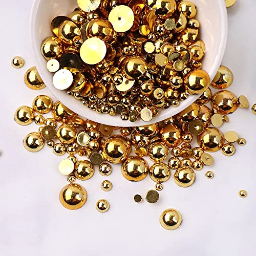 Anevous 30 Stück Halbrunde Perlen, Flache Rücken Perlen Künstliche Lose Perlen Kunststoff Bastelperlen Halbperlen zum Basteln für DIY Schmuckherstellung, Maniküre,Gold 10mm Anevous 30 Stück Halbrunde Perlen, Flache Rücken Perlen Künstliche Lose Perlen Kunststoff Bastelperlen Halbperlen zum Basteln für DIY Schmuckherstellung, Maniküre,Gold 10mm von Anevous