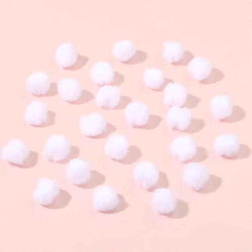 Anevous 300 Stück Mini Pompons zum Basteln, Mini Pompoms für Handwerk Herstellung, Kleine Pom Pom Bälle, Pompons Zubehör für Nähen Deko, Lustige DIY Kreative Handwerk, Weihnachten,Weiß 10mm von Anevous