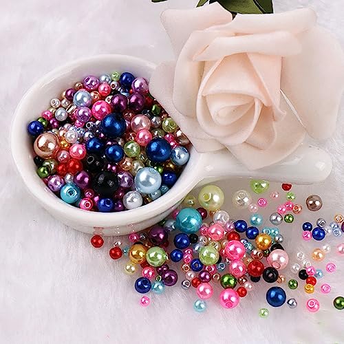 Anevous 300 Stück Runde Kunstperlen, 3-8 mm Lose Perlen zum Auffädeln met Loch, Zwischenperlen, Rundperlen für Basteln Schmuckherstellung, DIY Armbänder Ketten Halsketten Schmuck Ohrring,Mischfarbe B von Anevous