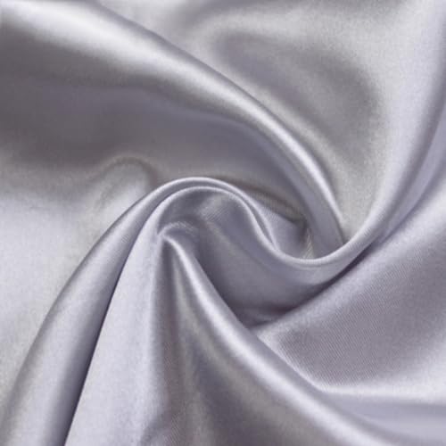 Anevous 300cm x150cm Satin Stoff, Einfarbig Stoffe zum Nähen, Kleiderstoff Dekostoff Meterware, Satinstoff zum Basteln, Bezugsstoff für Kleidung Vorhänge Tischdecken Deko,Silber von Anevous