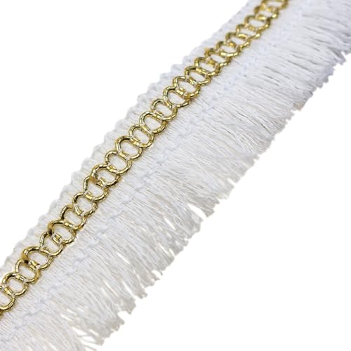 Anevous 30m 28mm Baumwolle Fransenborte, Vintage Quasten Trim Spitzenband Fransenbesatz Fransenband Meterware, Fransen Bordüre Dekoband für DIY Nähen, Kleidung, Vorhangborte, Heimdekoration,Weiß von Anevous