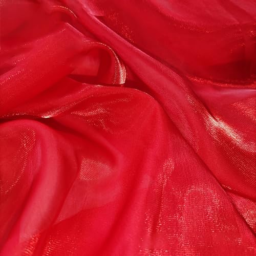 Anevous 3m x 150cm Satin Organza Stoff, Dekostoff zum Nähen Meterware, Laser Farbverlauf Gazestoff, Organza Spitze Satin Lasertuch für DIY Bekleidung Vorhänge Tischdecken Deko,Rot Anevous 3m x 150cm Satin Organza Stoff, Dekostoff zum Nähen Meterware, Laser Farbverlauf Gazestoff, Organza Spitze Satin Lasertuch für DIY Bekleidung Vorhänge Tischdecken Deko,Rot von Anevous