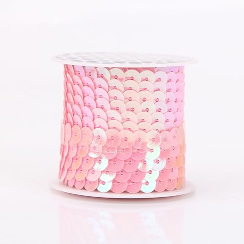 Anevous 4,5m Glitzer Paillettenband,6mm Breite,Bling Pailletten Trim Bänder,Paillettenbesatz,Paillettenborte für DIY Basteln,Schmuck,Nähen,Ornament,Kleider,Verschönerung,Kostüm,Rosa AB von Anevous