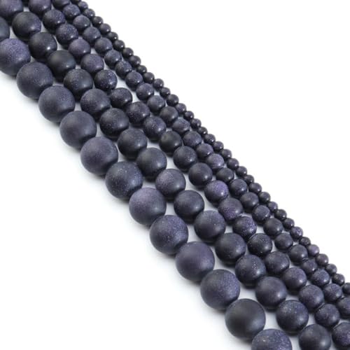 Anevous 45 Stück Achatperlen, Lose Runde Perlen mit Loch Mattiertem Achat Edelstein Perlen zum Auffädeln, Bastelperlen Schmuck für DIY Schmuckherstellung, Halskette, Armbänder,Dunkelblau 8mm von Anevous