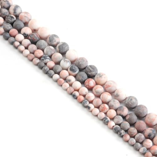 Anevous 45 Stück Achatperlen, Lose Runde Perlen mit Loch Mattiertem Achat Edelstein Perlen zum Auffädeln, Bastelperlen Schmuck für DIY Schmuckherstellung, Halskette, Armbänder,Rosa Grau 8mm von Anevous