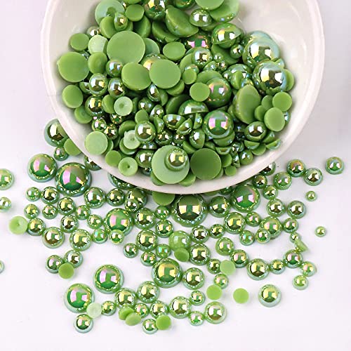 Anevous 480 Stück Halbrunde Perlen, Flache Rücken Perlen Künstliche Lose Perlen Kunststoff Bastelperlen Halbperlen zum Basteln für DIY Schmuckherstellung, Maniküre,Grasgrün 3-10mm Anevous 480 Stück Halbrunde Perlen, Flache Rücken Perlen Künstliche Lose Perlen Kunststoff Bastelperlen Halbperlen zum Basteln für DIY Schmuckherstellung, Maniküre,Grasgrün 3-10mm von Anevous