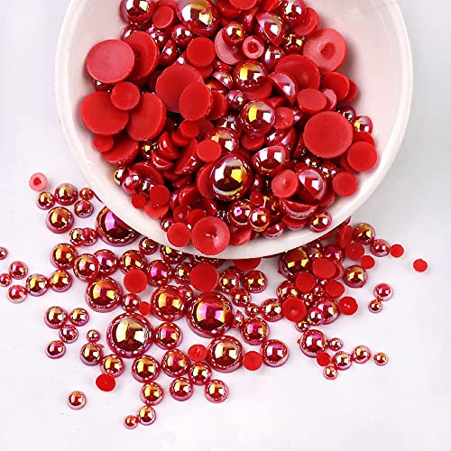 Anevous 480 Stück Halbrunde Perlen, Flache Rücken Perlen Künstliche Lose Perlen Kunststoff Bastelperlen Halbperlen zum Basteln für DIY Schmuckherstellung, Maniküre,Rot 3-10mm Anevous 480 Stück Halbrunde Perlen, Flache Rücken Perlen Künstliche Lose Perlen Kunststoff Bastelperlen Halbperlen zum Basteln für DIY Schmuckherstellung, Maniküre,Rot 3-10mm von Anevous