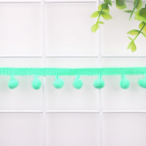 Anevous 5 Yards Pompon Borte Fransenbesatz, Pom Poms Bommelborte, Nähband Crafts Pompons Basteln, Fringe Pompoms für DIY Kleidung Vorhänge Party Zuhause Dekoration,Hellgrün von Anevous