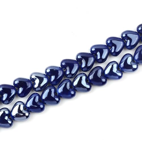 Anevous 50 Stück Liebe Keramikperlen, Herz Perlen zum Auffädeln Lose Liebe Perlen mit Loch Bastelperlen Schmuck, Schmuckperlen für DIY Armbänder, Halskette, Schmuckherstellung,Königsblau von Anevous