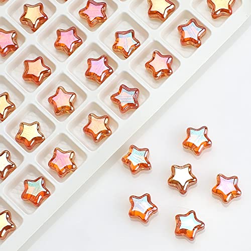 Anevous 50 Stück Stern Glaskristallperlen, 8mm Fünfzackige Stern Zwischenperlen, Perlen zum Auffädeln, Glitzerperlen für Basteln Schmuckherstellung, DIY Armbänder Ketten Halskette Ohrring,Weinrot von Anevous