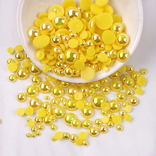 Anevous 500 Stück Halbrunde Perlen, Flache Rücken Perlen Künstliche Lose Perlen Kunststoff Bastelperlen Halbperlen zum Basteln für DIY Schmuckherstellung, Maniküre,Gelb 4mm Anevous 500 Stück Halbrunde Perlen, Flache Rücken Perlen Künstliche Lose Perlen Kunststoff Bastelperlen Halbperlen zum Basteln für DIY Schmuckherstellung, Maniküre,Gelb 4mm von Anevous