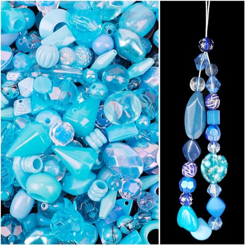 Anevous 500g Acry Perlen zum Auffädeln, Acrylperlen für Basteln, Armbänder Perlen mit Loch, Lose Perlen für DIY Handwerk Schmuckherstellung Charms Handykette Armbänder Halsketten,Blau Anevous 500g Acry Perlen zum Auffädeln, Acrylperlen für Basteln, Armbänder Perlen mit Loch, Lose Perlen für DIY Handwerk Schmuckherstellung Charms Handykette Armbänder Halsketten,Blau von Anevous