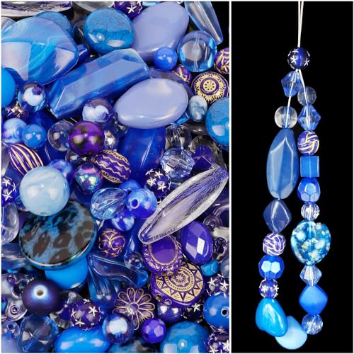 Anevous 500g Acry Perlen zum Auffädeln, Acrylperlen für Basteln, Armbänder Perlen mit Loch, Lose Perlen für DIY Handwerk Schmuckherstellung Charms Handykette Armbänder Halsketten,Königsblau von Anevous