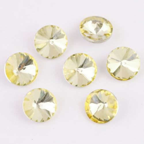 Anevous 60 Stück Spitzem Boden Strasssteine, 10mm Glas Kristalle Steinchen Strass, Glitzer Edelsteine Strasssteine zum Basteln für DIY Dekoration, Nägel, Kleidung, Handyhüllen,Hellgelb von Anevous