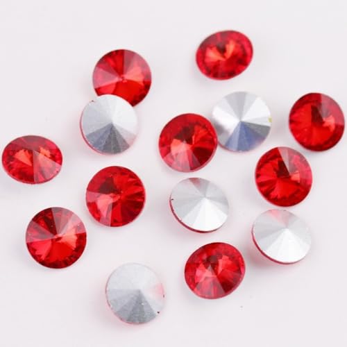 Anevous 60 Stück Spitzem Boden Strasssteine, 10mm Glas Kristalle Steinchen Strass, Glitzer Edelsteine Strasssteine zum Basteln für DIY Dekoration, Nägel, Kleidung, Handyhüllen,Rot von Anevous