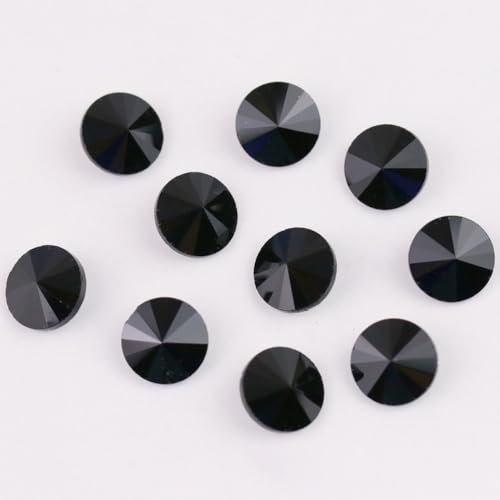 Anevous 60 Stück Spitzem Boden Strasssteine, 10mm Glas Kristalle Steinchen Strass, Glitzer Edelsteine Strasssteine zum Basteln für DIY Dekoration, Nägel, Kleidung, Handyhüllen,Schwarz von Anevous