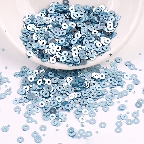 Anevous 6000 Stück Pailletten Basteln, Lose Glänzende Pailletten, Glitzer Pailletten zum Aufnähen Auffädeln für DIY Nähen Kunsthandwerk Herstellung, Hochzeit Dekorative,Himmelblau 3mm von Anevous