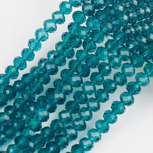 Anevous 68 Stück Glasperlen zum Auffädeln, Facettierte Perlen mit Loch, Basteln Perlen Schmuck, DIY Bastelperlen für Halskette, Armband, Schmuckherstellung Handwerk,Blaugrün 8mm von Anevous
