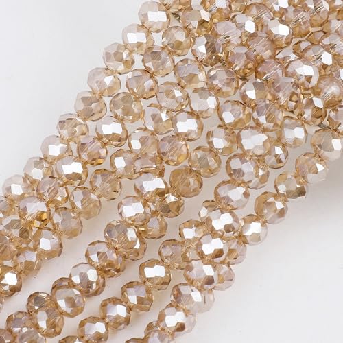 Anevous 68 Stück Glasperlen zum Auffädeln, Facettierte Perlen mit Loch, Basteln Perlen Schmuck, DIY Bastelperlen für Halskette, Armband, Schmuckherstellung Handwerk,Champagner 10mm von Anevous