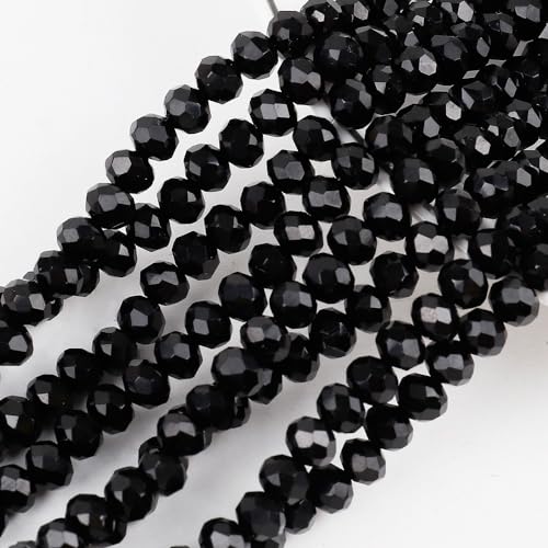 Anevous 68 Stück Glasperlen zum Auffädeln, Facettierte Perlen mit Loch, Basteln Perlen Schmuck, DIY Bastelperlen für Halskette, Armband, Schmuckherstellung Handwerk,Schwarz 8mm von Anevous