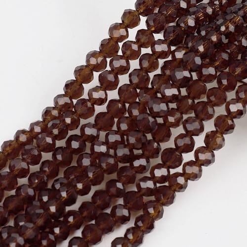 Anevous 88 Stück Glasperlen zum Auffädeln, Facettierte Perlen mit Loch, Basteln Perlen Schmuck, DIY Bastelperlen für Halskette, Armband, Schmuckherstellung Handwerk,Braun 6mm von Anevous
