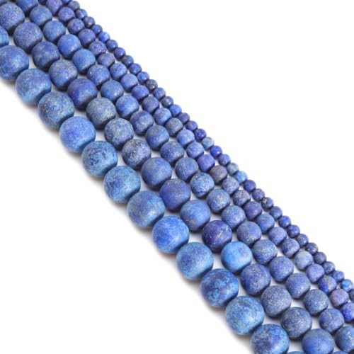 Anevous 90 Stück Achatperlen, Lose Runde Perlen mit Loch Mattiertem Achat Edelstein Perlen zum Auffädeln, Bastelperlen Schmuck für DIY Schmuckherstellung, Halskette, Armbänder,Blau 4mm von Anevous