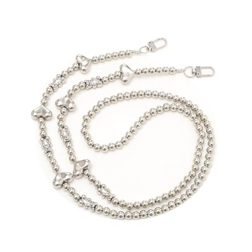 Anevous Acryl-Perlen Handykette,Handyanhänger Perlen,Handyband,Taschenkette,Handyhülle Lanyard,Telefon Trageriemen,Universale Kette,Chain für Handytaschen,Damen und Mädchen,Silber von Anevous