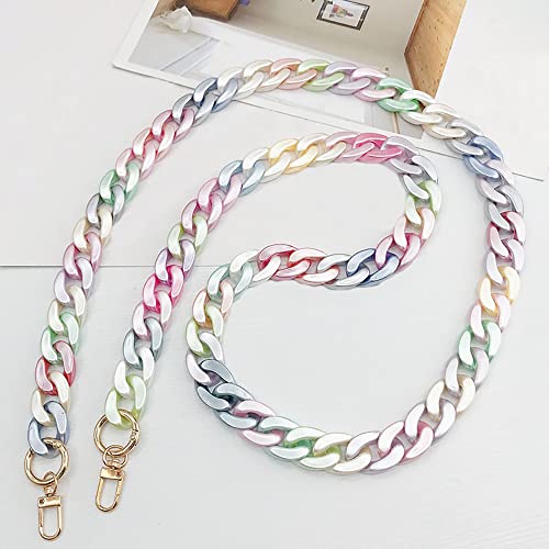 Anevous Acryl Taschenkette 120cm, Tasche Griffe Kette, Schulterriemen Kettenriemen, Flach Kette Riemen, Ersatz Trageriemen für Damen DIY Taschen Handtaschen Umhängetasche,Bunt von Anevous