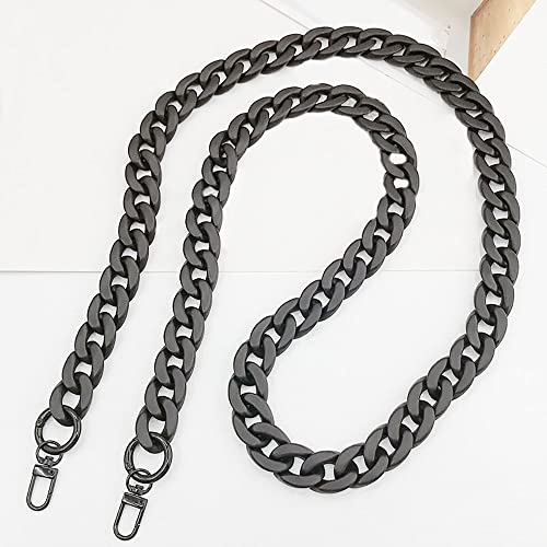 Anevous Acryl Taschenkette 120cm, Tasche Griffe Kette, Schulterriemen Kettenriemen, Flach Kette Riemen, Ersatz Trageriemen für Damen DIY Taschen Handtaschen Umhängetasche,Schwarz von Anevous