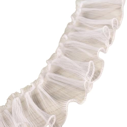 Anevous Einlagige Plissierte Spitzenband,7,5 cm Breite Rüschen Spitzen für Nähen,Tüllbordüre,Spitzenborte,Tüllbesatzband,Lace für Kleidung Zubehör,Hochzeitsdeko,Blumenstraußverpackung,5 Yards,Weiß Anevous Einlagige Plissierte Spitzenband,7,5 cm Breite Rüschen Spitzen für Nähen,Tüllbordüre,Spitzenborte,Tüllbesatzband,Lace für Kleidung Zubehör,Hochzeitsdeko,Blumenstraußverpackung,5 Yards,Weiß von Anevous