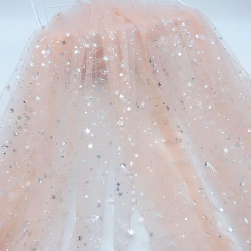 Anevous Glitzer Tüllstoff mit Sternen,Netzstoff,Weicher,dünner Stoff zum Kleidung Nähen und Dekoration,Dekostoff für Hochzeitskleider Prinzessinnenkleid Tutu Röcken,150cm Breit,1 Yard,Hellorange Anevous Glitzer Tüllstoff mit Sternen,Netzstoff,Weicher,dünner Stoff zum Kleidung Nähen und Dekoration,Dekostoff für Hochzeitskleider Prinzessinnenkleid Tutu Röcken,150cm Breit,1 Yard,Hellorange von Anevous