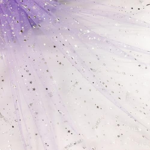Anevous Glitzer Tüllstoff mit Sternen,Netzstoff,Weicher,dünner Stoff zum Kleidung Nähen und Dekoration,Dekostoff für Hochzeitskleider Prinzessinnenkleid Tutu Röcken,150cm Breit,1 Yard,Lila Anevous Glitzer Tüllstoff mit Sternen,Netzstoff,Weicher,dünner Stoff zum Kleidung Nähen und Dekoration,Dekostoff für Hochzeitskleider Prinzessinnenkleid Tutu Röcken,150cm Breit,1 Yard,Lila von Anevous