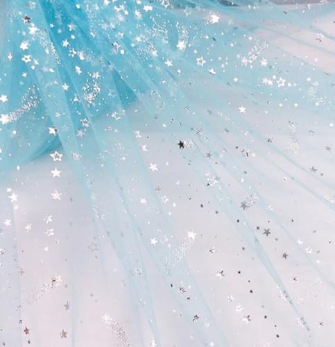 Anevous Glitzer Tüllstoff mit Sternen,Netzstoff,Weicher,dünner Stoff zum Kleidung Nähen und Dekoration,Dekostoff für Hochzeitskleider Prinzessinnenkleid Tutu Röcken,150cm Breit,3 Yards,Hellblau Anevous Glitzer Tüllstoff mit Sternen,Netzstoff,Weicher,dünner Stoff zum Kleidung Nähen und Dekoration,Dekostoff für Hochzeitskleider Prinzessinnenkleid Tutu Röcken,150cm Breit,3 Yards,Hellblau von Anevous
