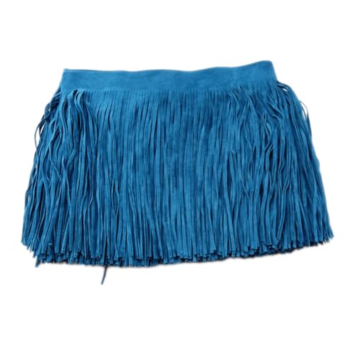 Anevous Leder Quaste Fransen Band, Quastenbesatz Geschnitten Fransenband, Schnittfranse Fransenborte für DIY Kleid Garment Apparel Nähen Basteln Verzierung Zubehör,Blau 100x15cm von Anevous
