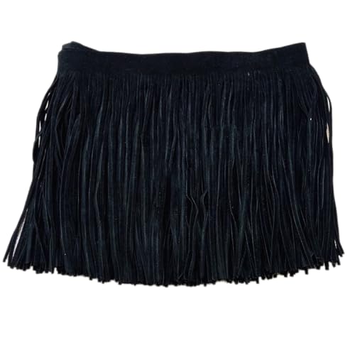 Anevous Leder Quaste Fransen Band, Quastenbesatz Geschnitten Fransenband, Schnittfranse Fransenborte für DIY Kleid Garment Apparel Nähen Basteln Verzierung Zubehör,Schwarz 100x15cm von Anevous