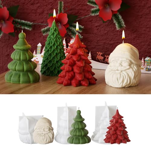 3 Stück Silikon Kerzenform Weihnachten Silikonformen Gießformen, 3D Weihnachtsbaum Kerzengießform Zum Gießen, Kerzen Selber Machen Weihnachtskerzenform Für Duftkerzen, Handwerk Ornamente 3 Stück Silikon Kerzenform Weihnachten Silikonformen Gießformen, 3D Weihnachtsbaum Kerzengießform Zum Gießen, Kerzen Selber Machen Weihnachtskerzenform Für Duftkerzen, Handwerk Ornamente von Angaekkot
