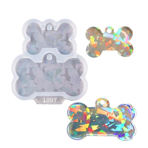 Angel Wings Niedliche Silikonform in Hundeknochenform, holografische Harzformen für DIY Haustiermarke, Schlüsselanhänger, Anhänger, Charm-Handwerk von Angel Wings