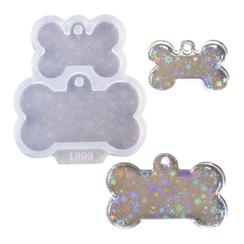 Angel Wings Niedliche Silikonform in Hundeknochenform, holografische Harzformen für DIY Haustiermarke, Schlüsselanhänger, Anhänger, Charm-Handwerk von Angel Wings