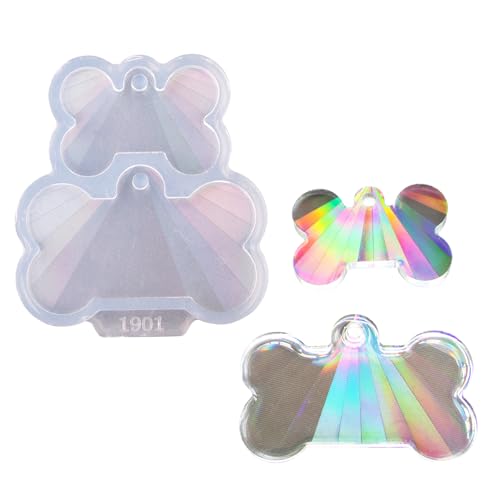 Angel Wings Niedliche Silikonform in Hundeknochenform, holografische Harzformen für DIY Haustiermarke, Schlüsselanhänger, Anhänger, Charm-Handwerk von Angel Wings