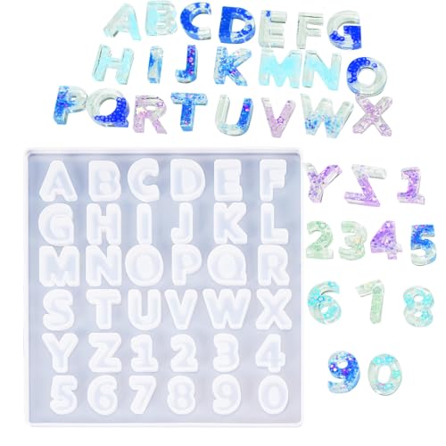 Angel Wings Silikonform für Alphabet-Buchstaben, 26 Großbuchstaben, Zahlen 0–9, Epoxidharz, DIY, Schmuckherstellung, Schlüsselanhänger, Mehrzweck-Backform von Angel Wings